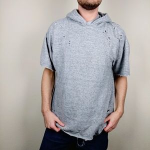 Pacsun distressed cotton short sleeve hoodie